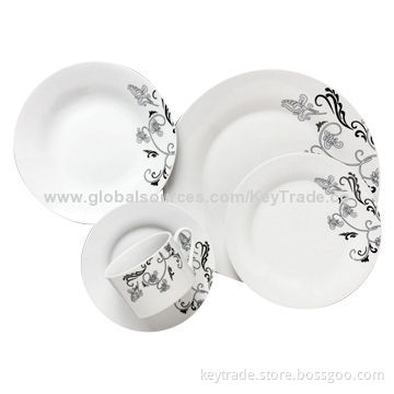 Fine Porcelain 16pcs Dinner Set in Coupe Shape, with Decal